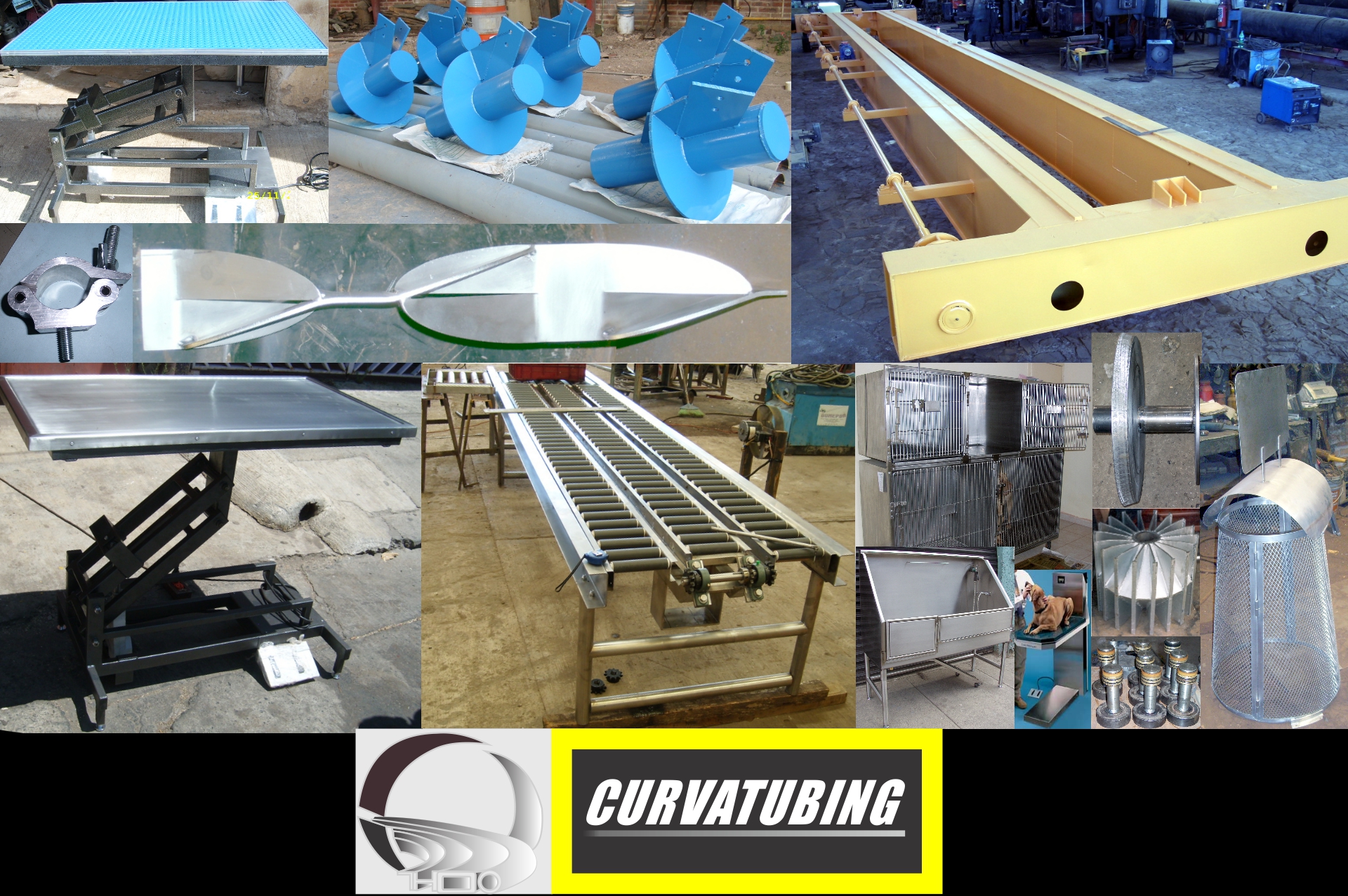 Productos Especiales, Mesa elevadora, Carro de grua, Banda de desplazamiento, Espiral de desplazamiento, Jaulas